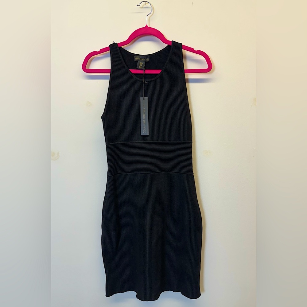 House of Harlow 1960 Black Ribbed Sleeveless Body Con Dress Size Medium NWT
